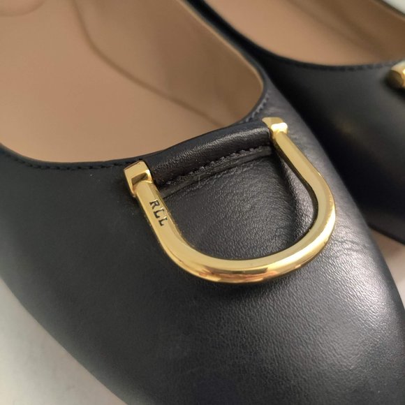 Ralph Lauren Navy Gold Accent Flats Size 7.5B - Picture 4 of 16